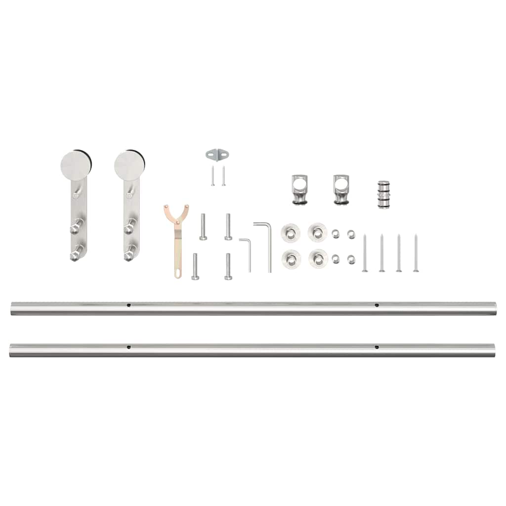 vidaXL Set piese pentru ușă glisantă, argintiu, 183 cm oțel inoxidabil