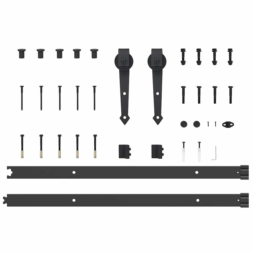 vidaXL Set feronerie pentru uși glisante, negru, 152,5 cm, oțel