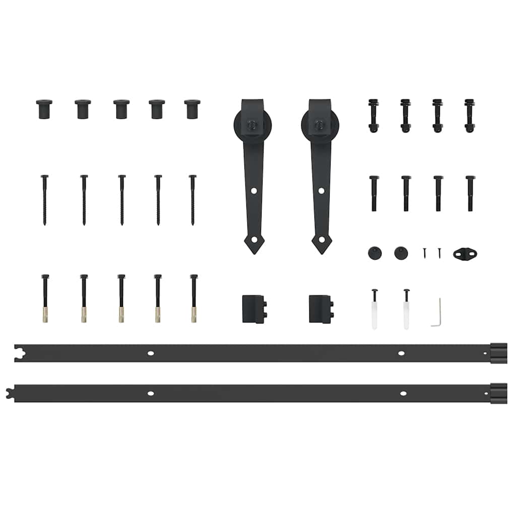 vidaXL Set feronerie pentru uși glisante, negru, 213,5 cm, oțel