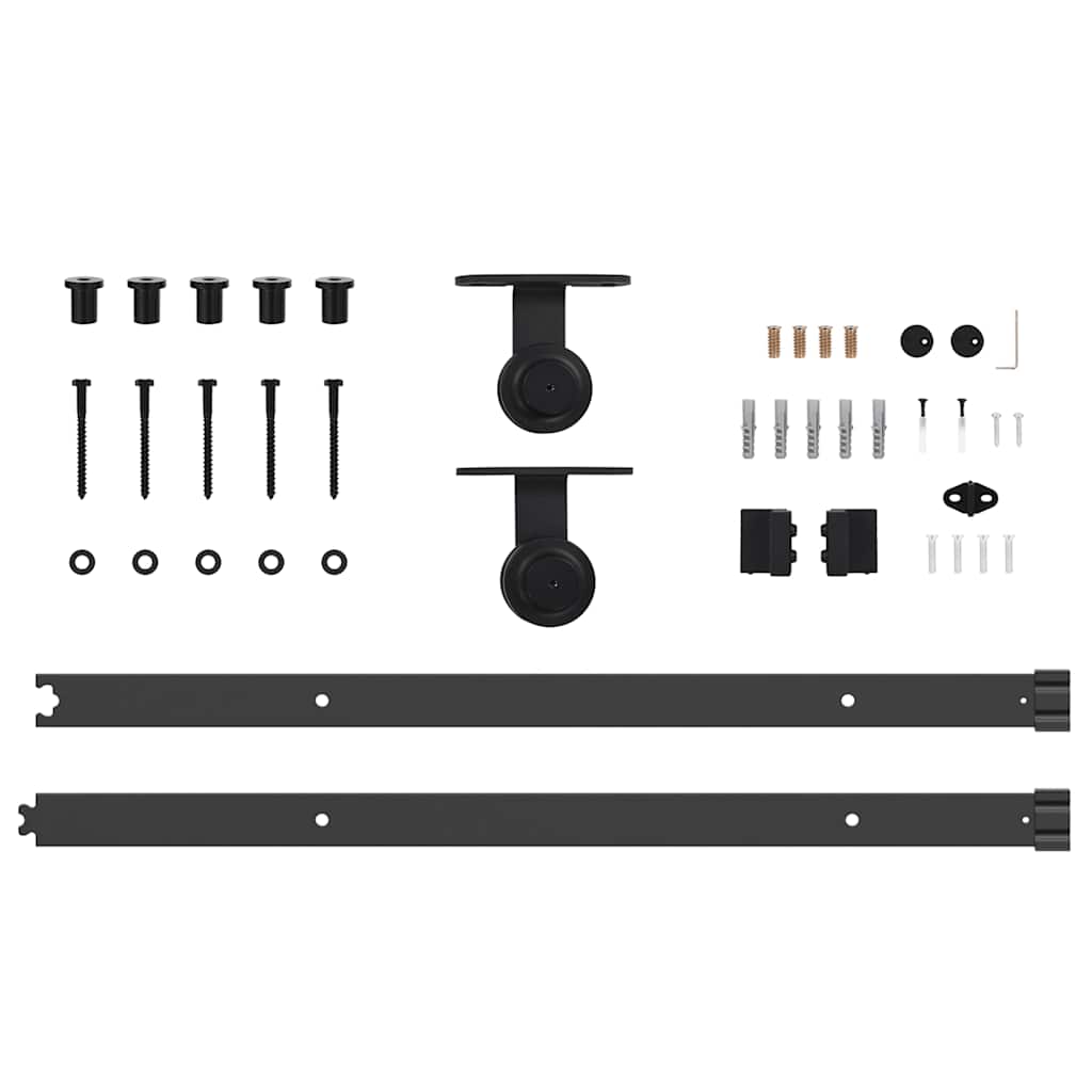vidaXL Set feronerie pentru uși glisante, negru, 152,5 cm, oțel