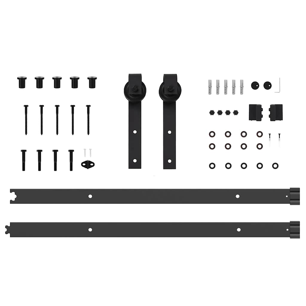 vidaXL Set feronerie pentru uși glisante, negru, 152,5 cm, oțel vidaXL Set feronerie pentru uși glisante, negru, 152,5 cm, oțel