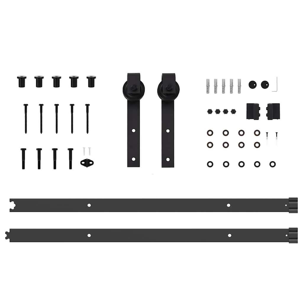 vidaXL Set feronerie pentru uși glisante, negru, 213,5 cm, oțel vidaXL Set feronerie pentru uși glisante, negru, 213,5 cm, oțel
