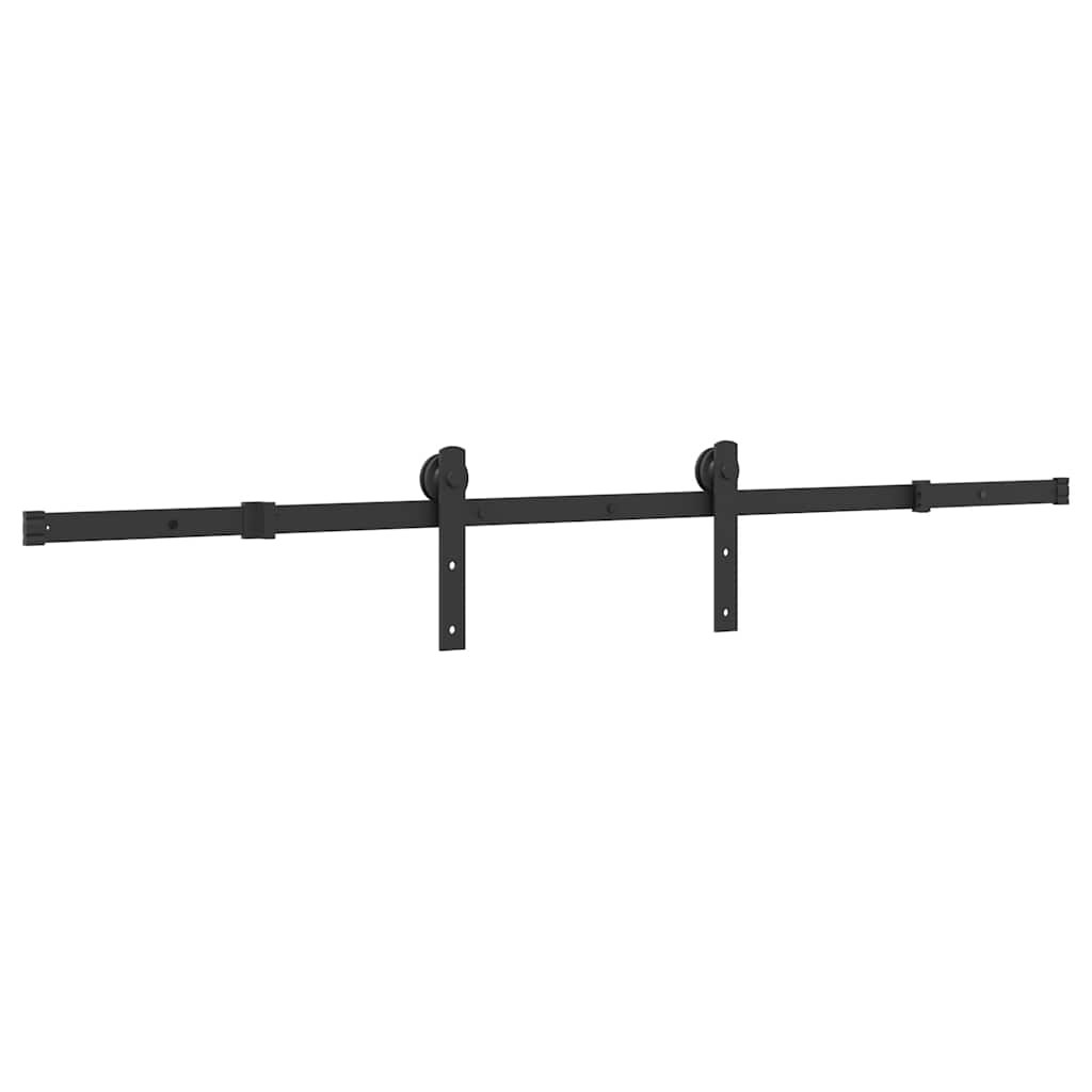 vidaXL Set feronerie pentru ușă glisantă, negru, 183 cm, oțel vidaXL Set feronerie pentru ușă glisantă, negru, 183 cm, oțel