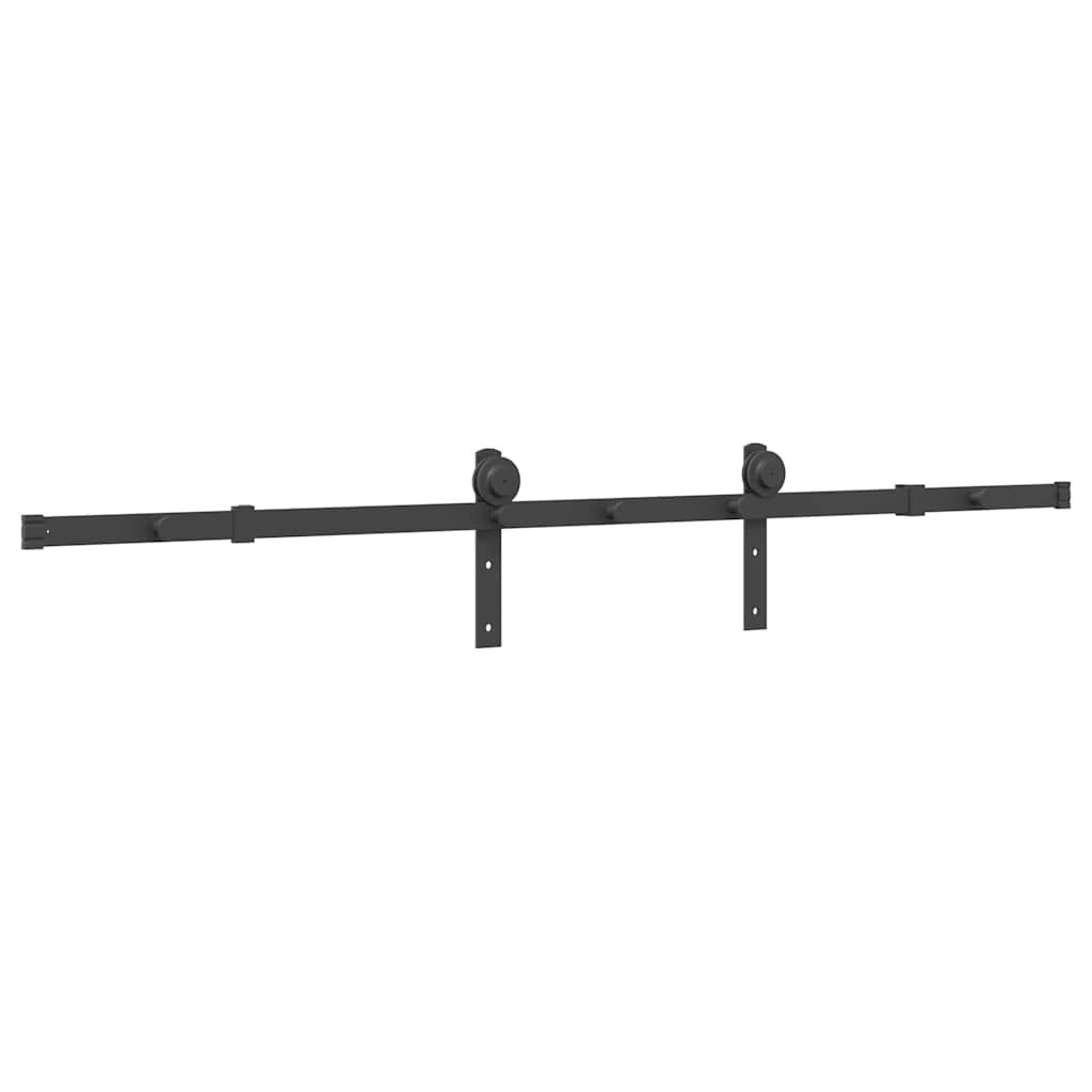 vidaXL Set feronerie pentru ușă glisantă, negru, 183 cm, oțel vidaXL Set feronerie pentru ușă glisantă, negru, 183 cm, oțel