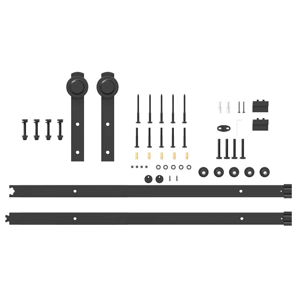 vidaXL Set feronerie pentru uși glisante, negru, 200 cm, oțel