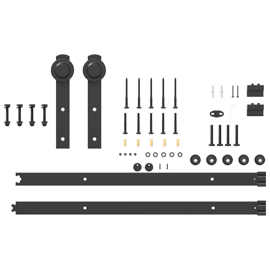vidaXL Set feronerie pentru ușă glisantă, negru, 152 cm, oțel vidaXL Set feronerie pentru ușă glisantă, negru, 152 cm, oțel