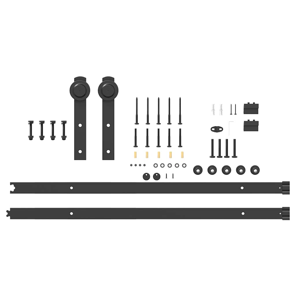 vidaXL Set feronerie pentru uși glisante, negru, 213,5 cm, oțel vidaXL Set feronerie pentru uși glisante, negru, 213,5 cm, oțel