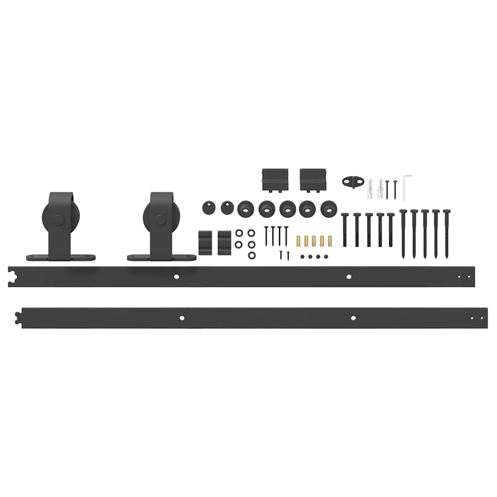 vidaXL Set feronerie pentru ușă glisantă, negru, 183 cm, oțel vidaXL Set feronerie pentru ușă glisantă, negru, 183 cm, oțel