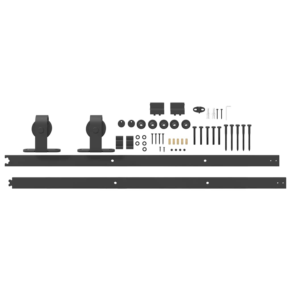 vidaXL Set feronerie pentru uși glisante, negru, 200 cm, oțel vidaXL Set feronerie pentru uși glisante, negru, 200 cm, oțel
