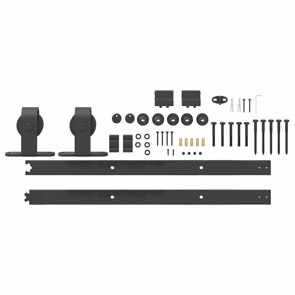 vidaXL Set feronerie pentru uși glisante, negru, 152,5 cm, oțel