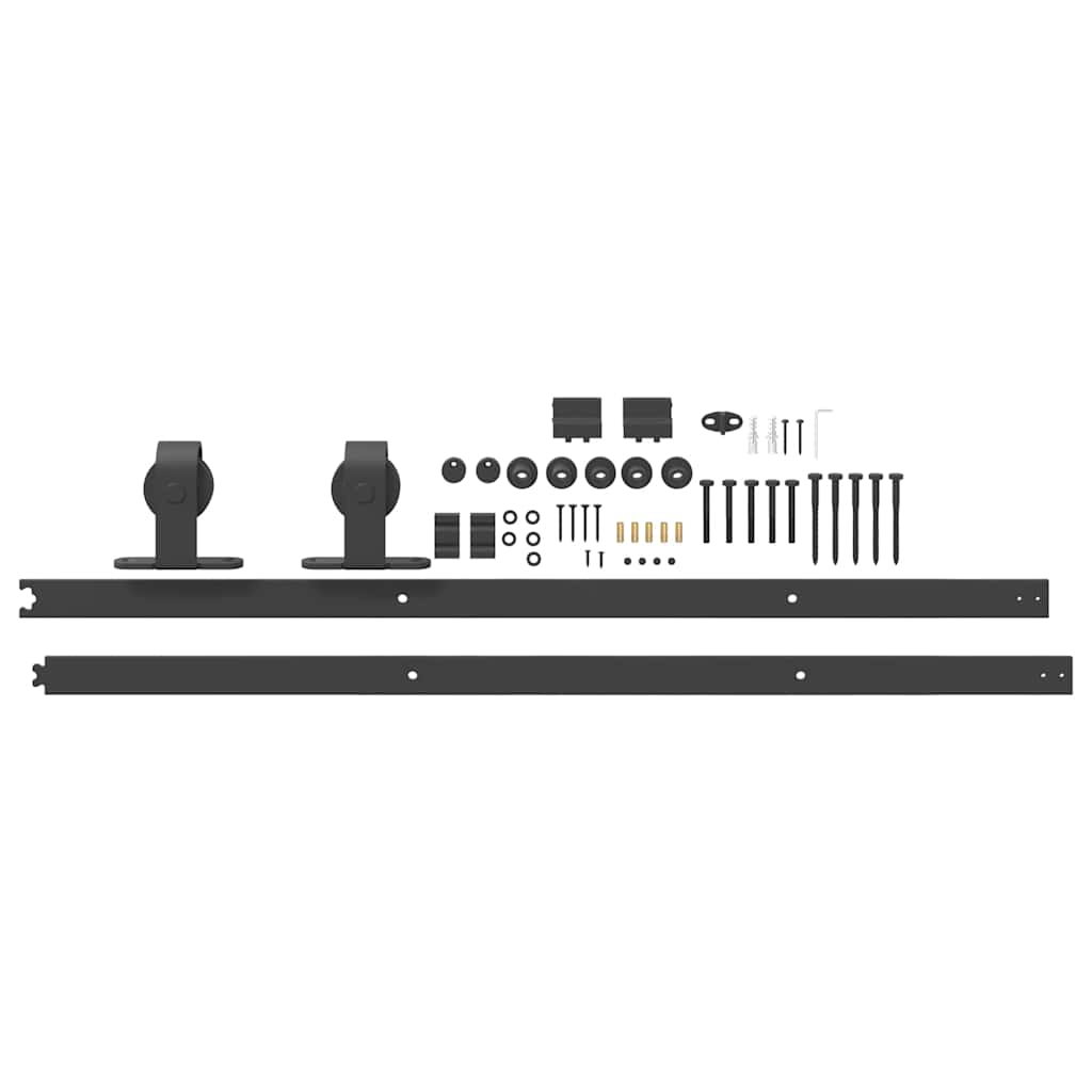 vidaXL Set feronerie pentru uși glisante, negru, 213 cm, oțel