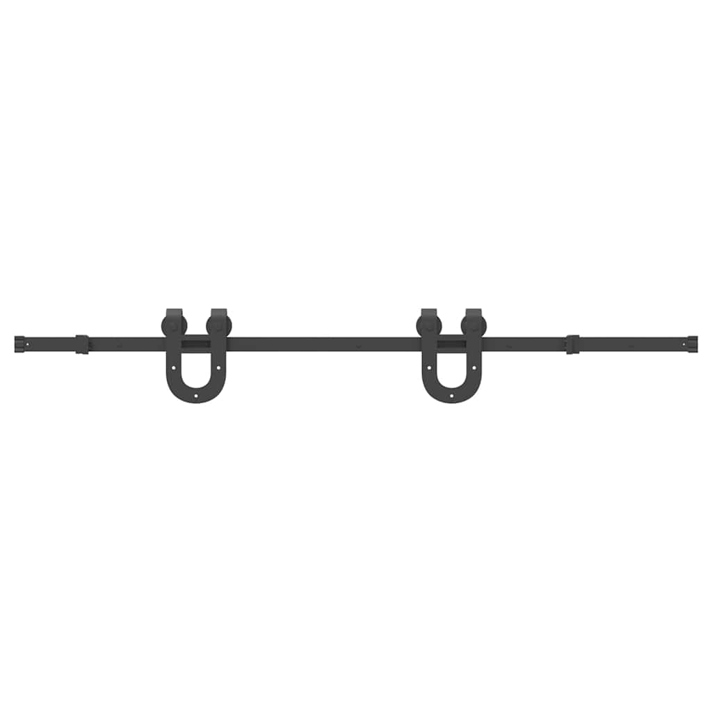 vidaXL Set feronerie pentru ușă glisantă, negru, 183 cm, oțel vidaXL Set feronerie pentru ușă glisantă, negru, 183 cm, oțel
