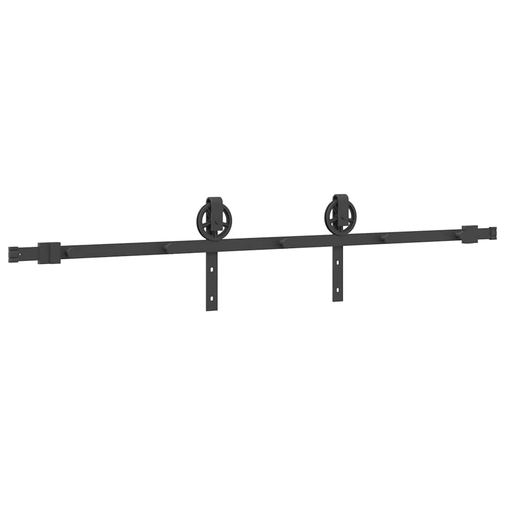 vidaXL Set feronerie pentru ușă glisantă, negru, 183 cm, oțel vidaXL Set feronerie pentru ușă glisantă, negru, 183 cm, oțel