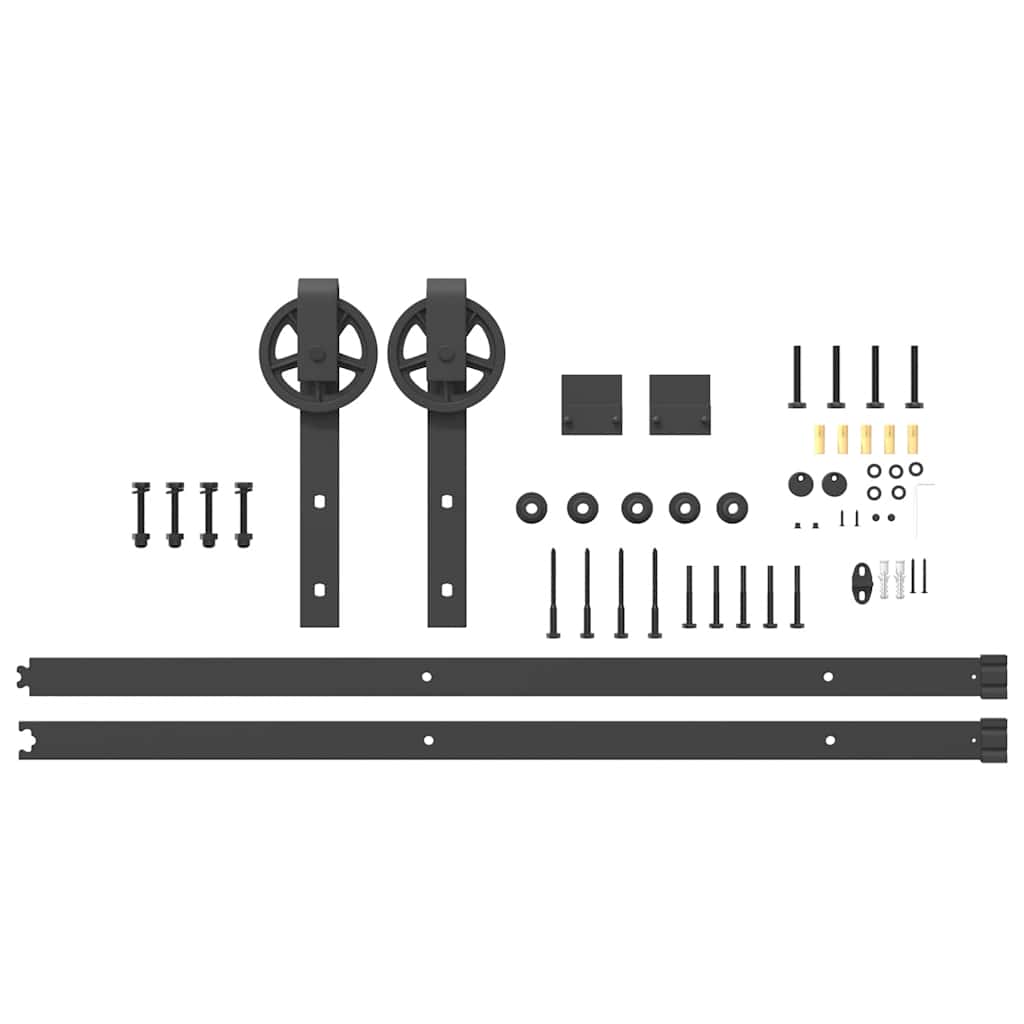 vidaXL Set feronerie pentru uși glisante, negru, 200 cm, oțel