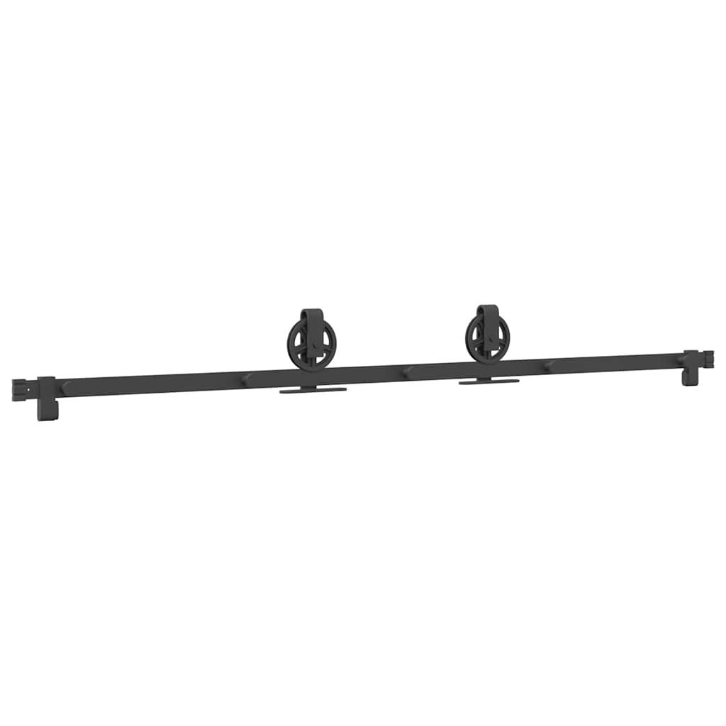 vidaXL Set feronerie pentru ușă glisantă, negru, 183 cm, oțel vidaXL Set feronerie pentru ușă glisantă, negru, 183 cm, oțel