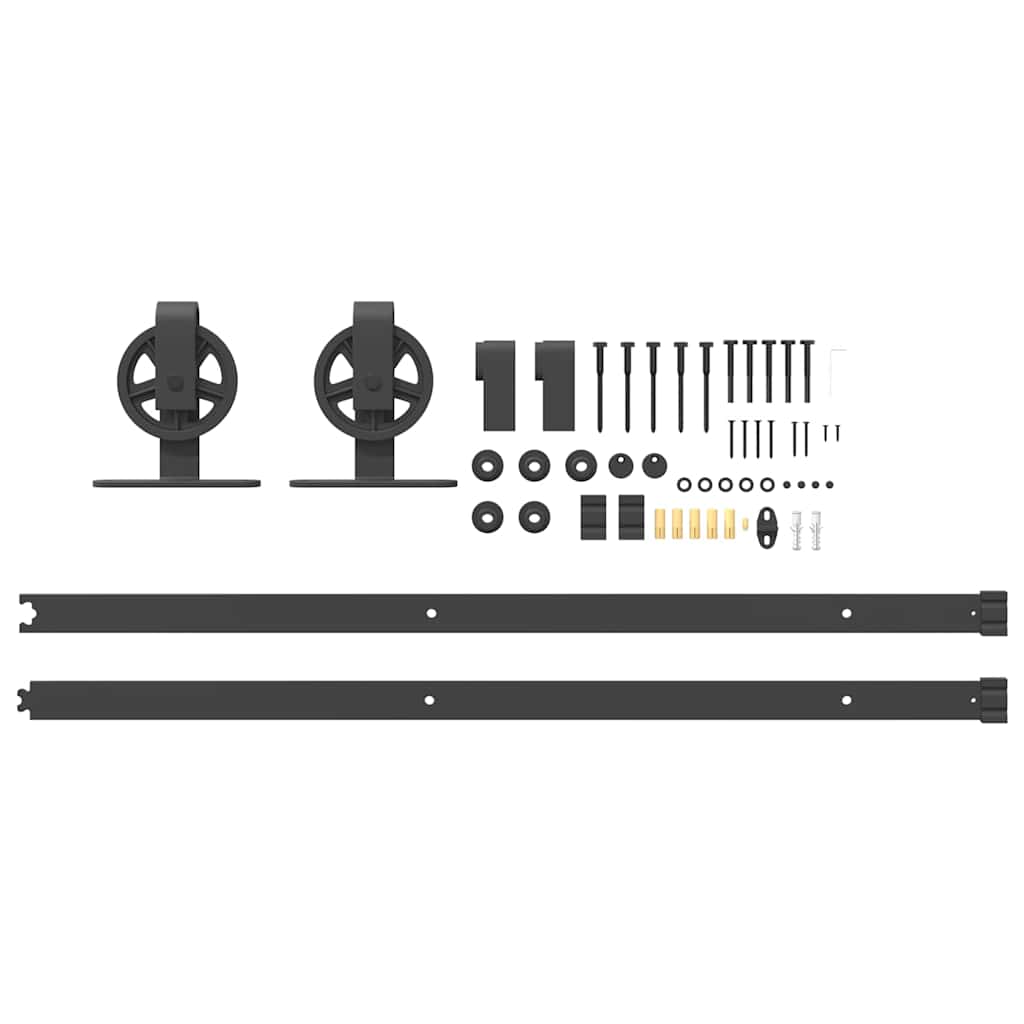vidaXL Set feronerie pentru uși glisante, negru, 200 cm, oțel vidaXL Set feronerie pentru uși glisante, negru, 200 cm, oțel