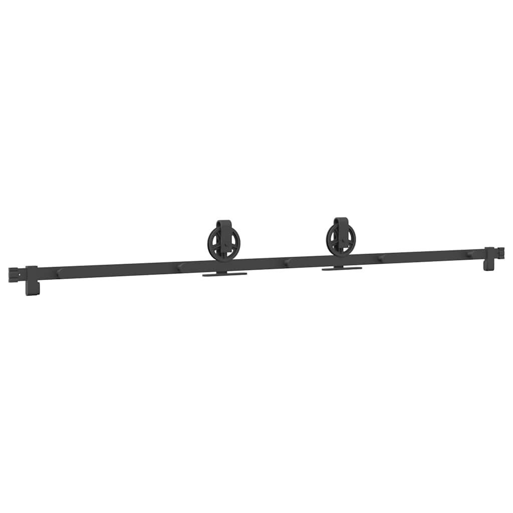 vidaXL Set feronerie pentru uși glisante, negru, 200 cm, oțel vidaXL Set feronerie pentru uși glisante, negru, 200 cm, oțel
