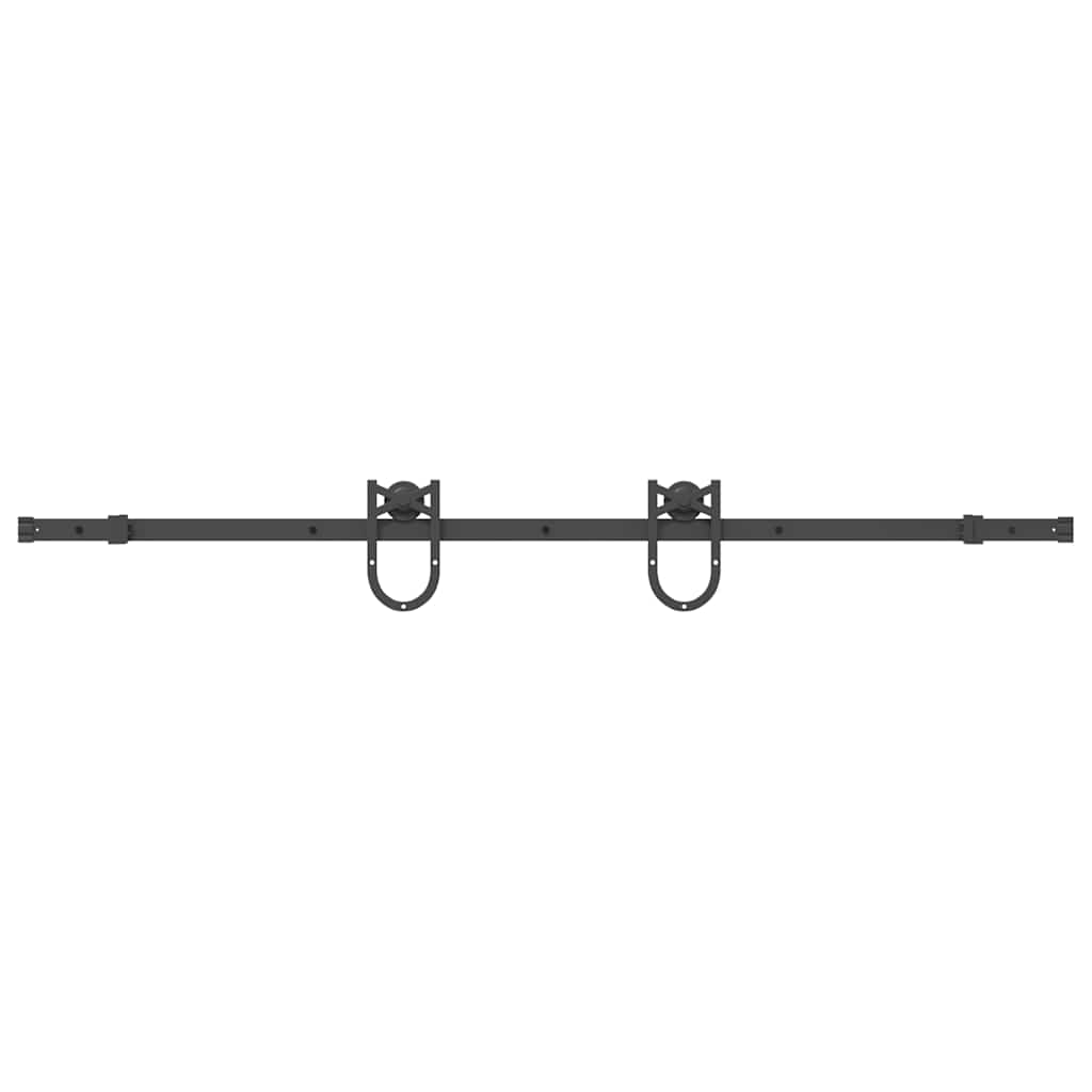 vidaXL Set feronerie pentru ușă glisantă, negru, 183 cm, oțel vidaXL Set feronerie pentru ușă glisantă, negru, 183 cm, oțel