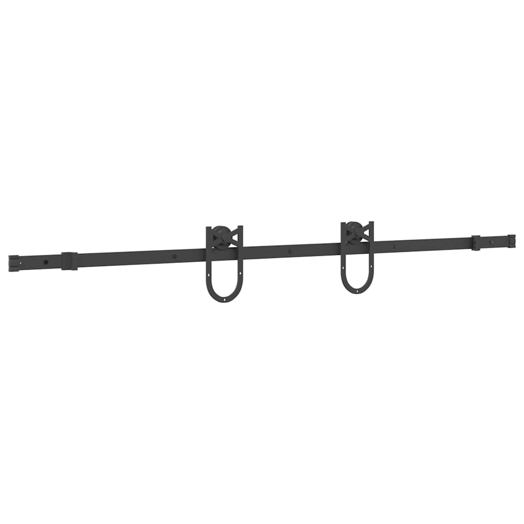 vidaXL Set feronerie pentru ușă glisantă, negru, 183 cm, oțel vidaXL Set feronerie pentru ușă glisantă, negru, 183 cm, oțel