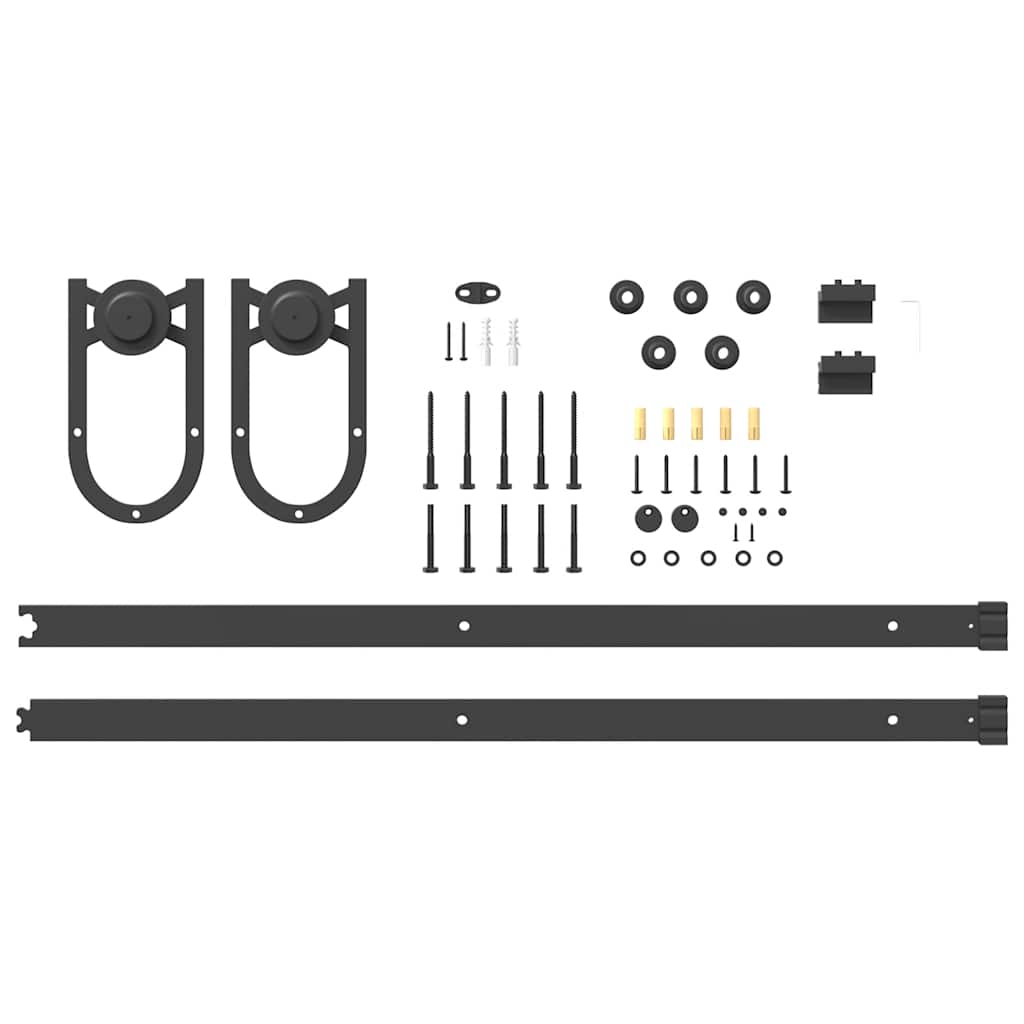 vidaXL Set feronerie pentru ușă glisantă, negru, 183 cm, oțel vidaXL Set feronerie pentru ușă glisantă, negru, 183 cm, oțel