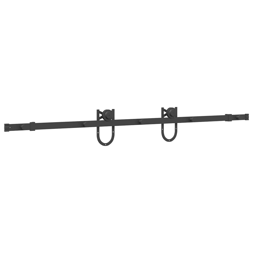 vidaXL Set feronerie pentru ușă glisantă, negru, 183 cm, oțel vidaXL Set feronerie pentru ușă glisantă, negru, 183 cm, oțel