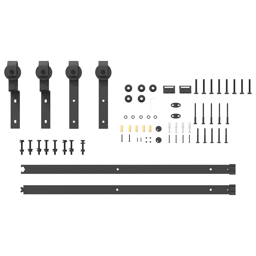 vidaXL Set feronerie pentru ușă glisantă, negru, 183 cm, oțel vidaXL Set feronerie pentru ușă glisantă, negru, 183 cm, oțel