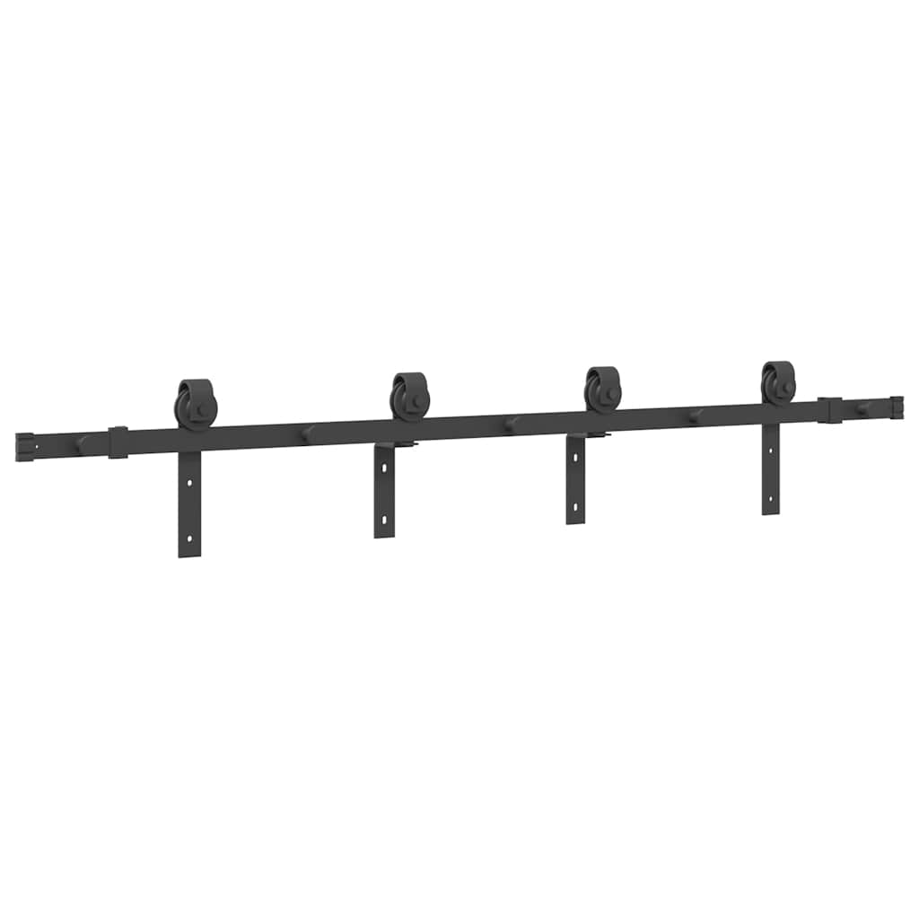 vidaXL Set feronerie pentru ușă glisantă, negru, 183 cm, oțel vidaXL Set feronerie pentru ușă glisantă, negru, 183 cm, oțel