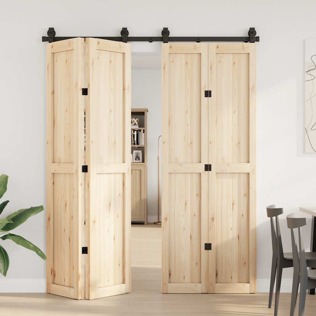 vidaXL Set feronerie pentru ușă glisantă, negru, 183 cm, oțel vidaXL Set feronerie pentru ușă glisantă, negru, 183 cm, oțel