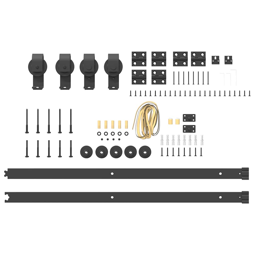 vidaXL Set feronerie pentru ușă glisantă, negru, 183 cm, oțel vidaXL Set feronerie pentru ușă glisantă, negru, 183 cm, oțel
