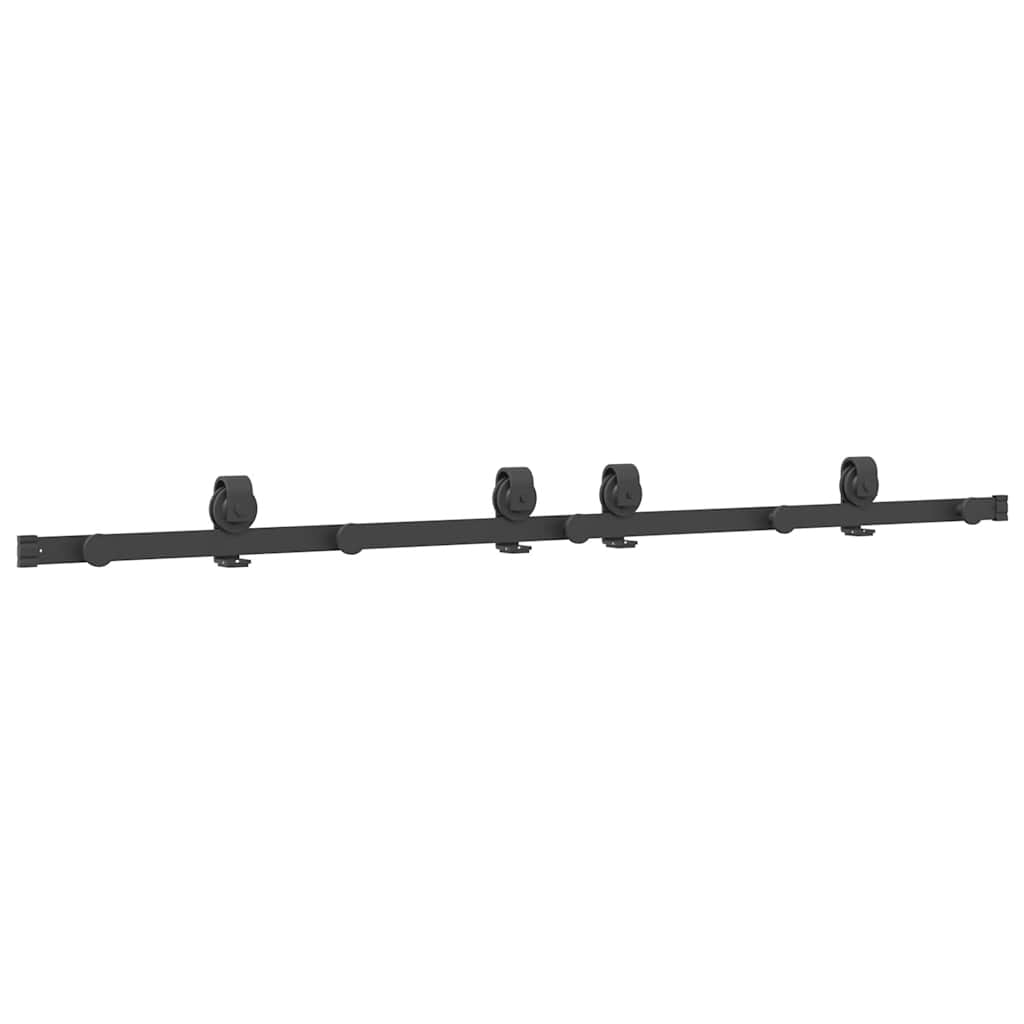 vidaXL Set feronerie pentru ușă glisantă, negru, 183 cm, oțel vidaXL Set feronerie pentru ușă glisantă, negru, 183 cm, oțel