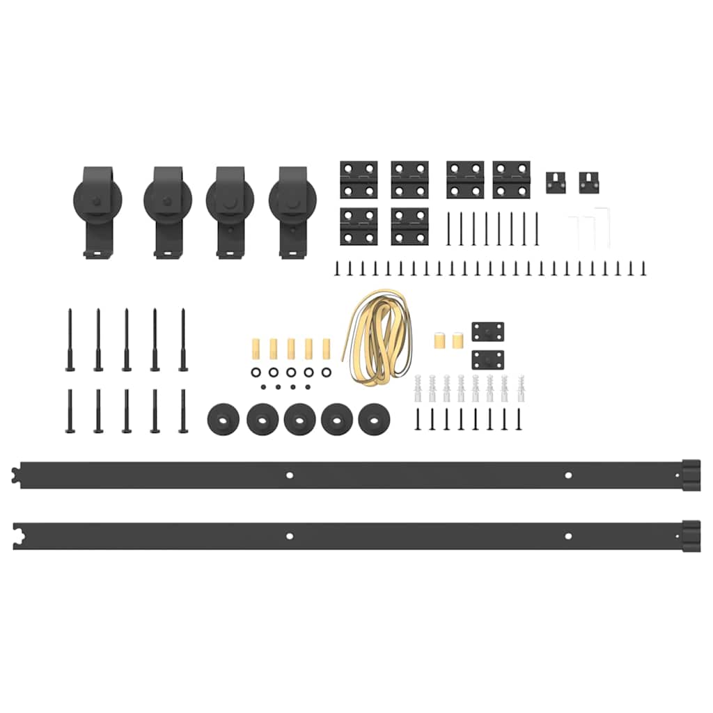 vidaXL Set feronerie pentru uși glisante, negru, 200 cm, oțel vidaXL Set feronerie pentru uși glisante, negru, 200 cm, oțel