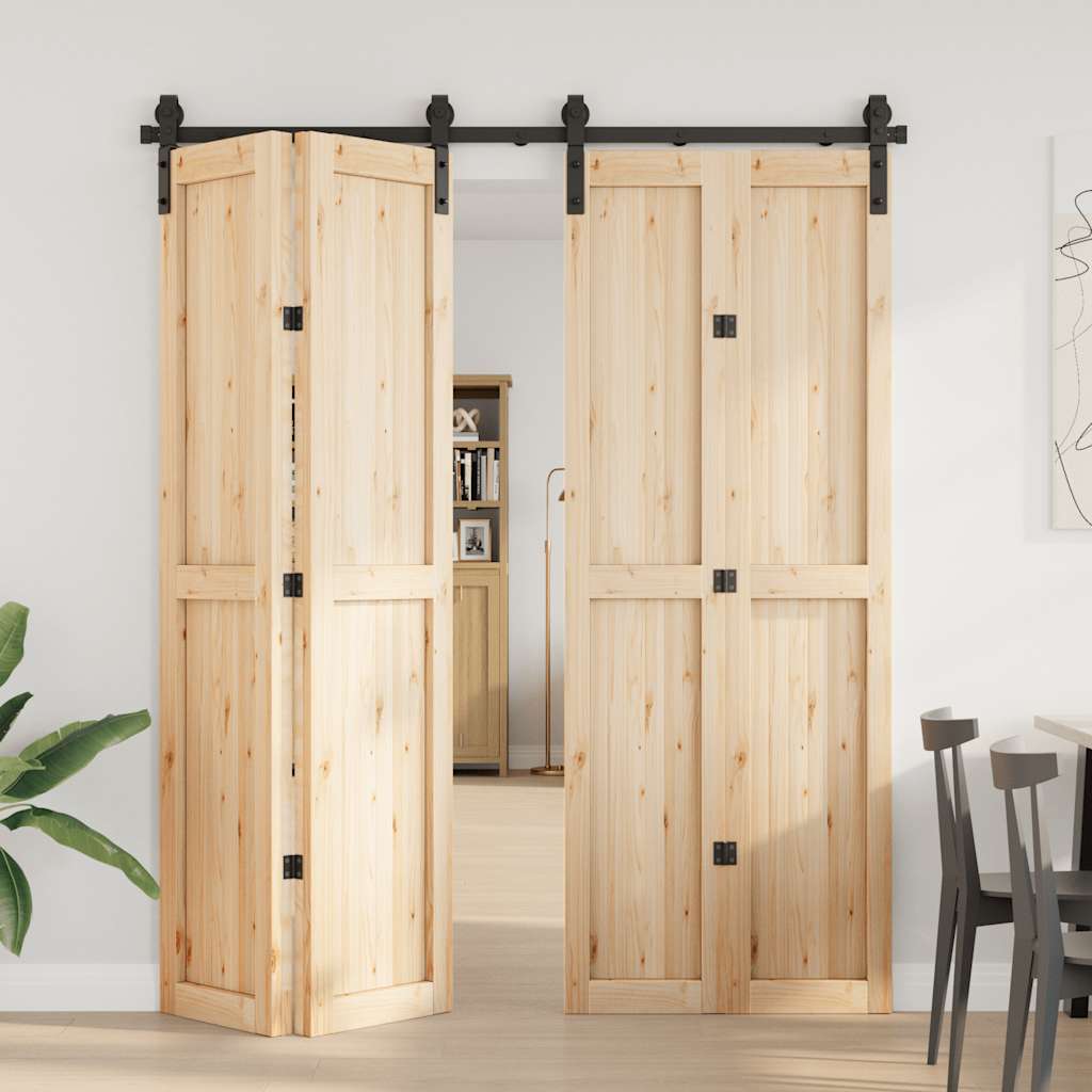 vidaXL Set feronerie pentru ușă glisantă, negru, 183 cm, oțel vidaXL Set feronerie pentru ușă glisantă, negru, 183 cm, oțel