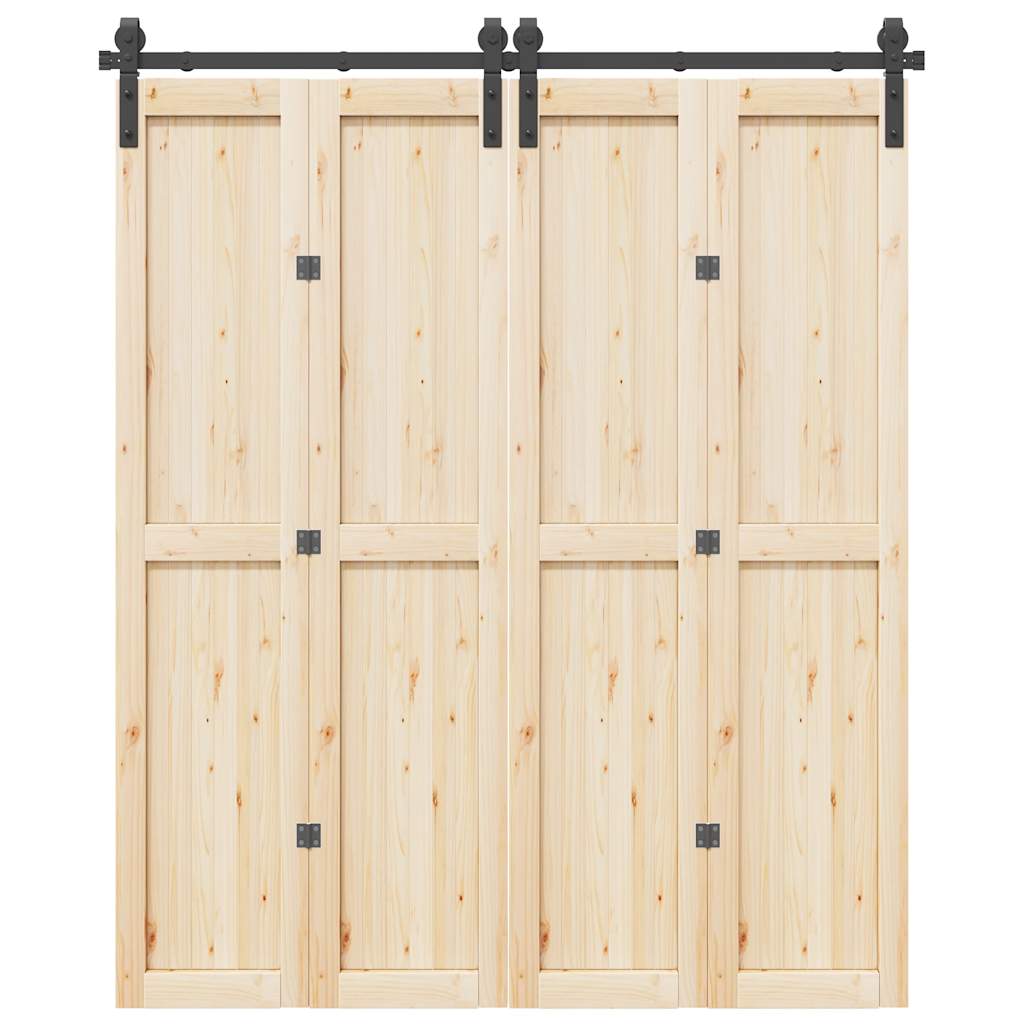 vidaXL Set feronerie pentru ușă glisantă, negru, 183 cm, oțel vidaXL Set feronerie pentru ușă glisantă, negru, 183 cm, oțel