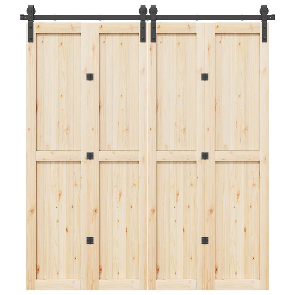 vidaXL Set feronerie pentru uși glisante, negru, 200 cm, oțel