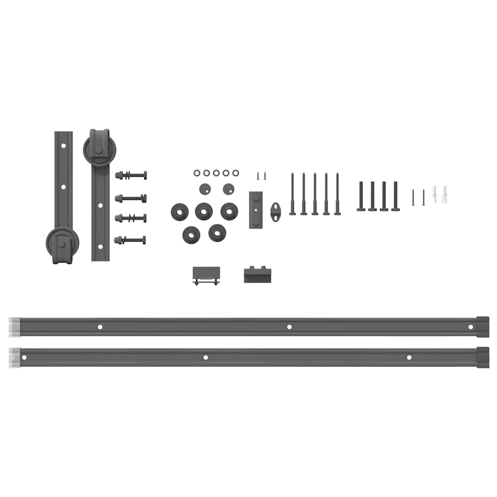 vidaXL Set feronerie pentru ușă glisantă, negru, 183 cm, oțel vidaXL Set feronerie pentru ușă glisantă, negru, 183 cm, oțel