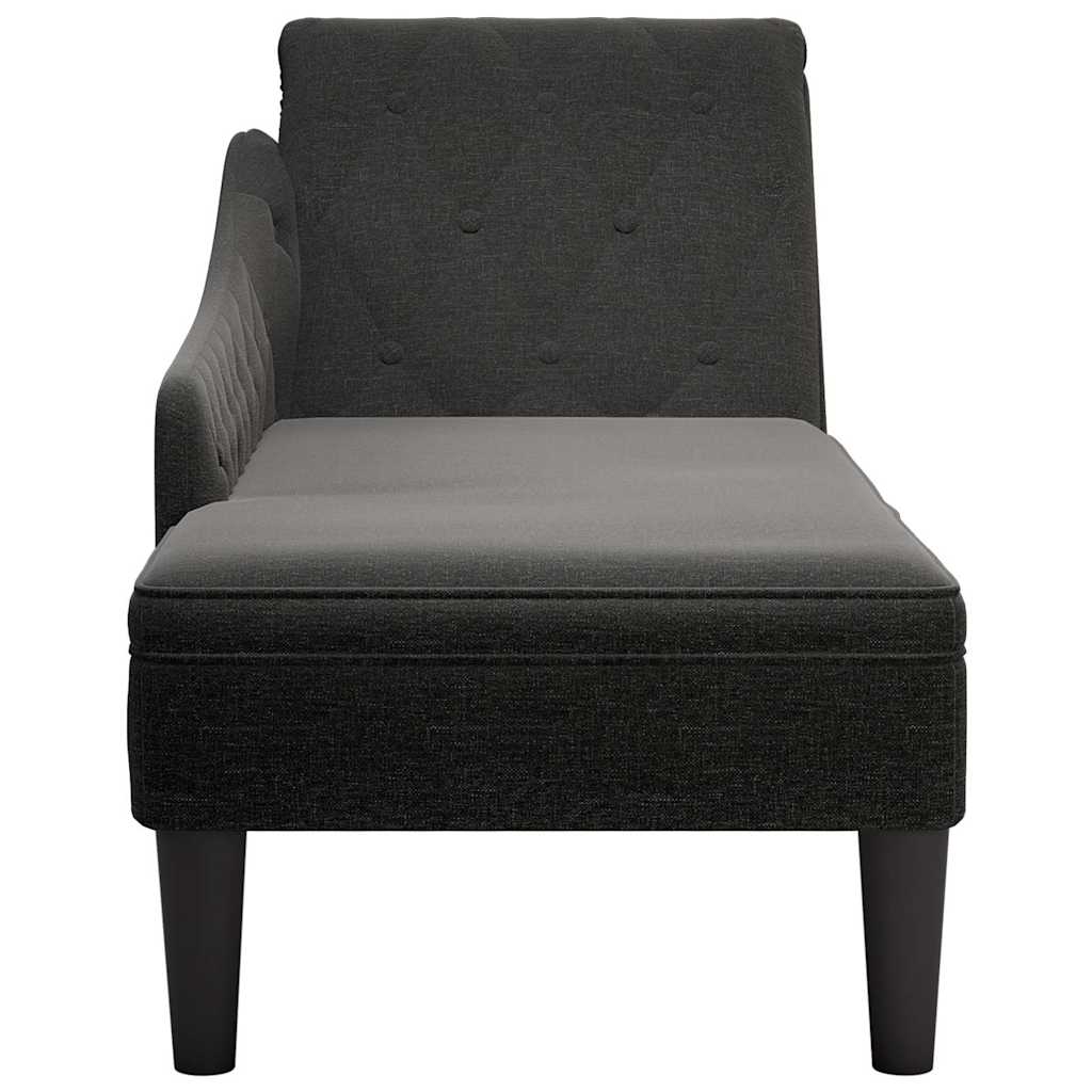 vidaXL Șezlong cu pernă și cotieră dreaptă, negru, textil vidaXL Șezlong cu pernă și cotieră dreaptă, negru, textil