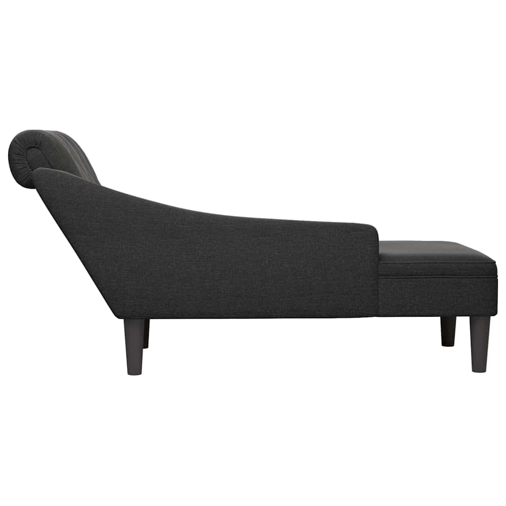 vidaXL Șezlong cu pernă și cotieră dreaptă, negru, textil vidaXL Șezlong cu pernă și cotieră dreaptă, negru, textil