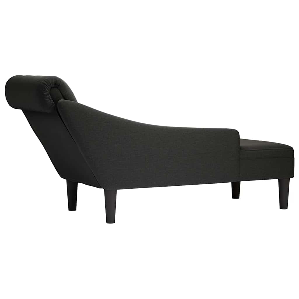 vidaXL Șezlong cu pernă și cotieră dreaptă, negru, textil vidaXL Șezlong cu pernă și cotieră dreaptă, negru, textil