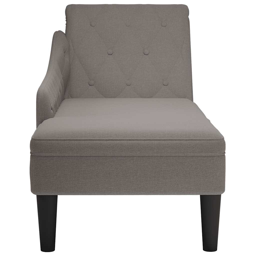 vidaXL Șezlong cu pernă și cotieră dreaptă, gri taupe, textil vidaXL Șezlong cu pernă și cotieră dreaptă, gri taupe, textil