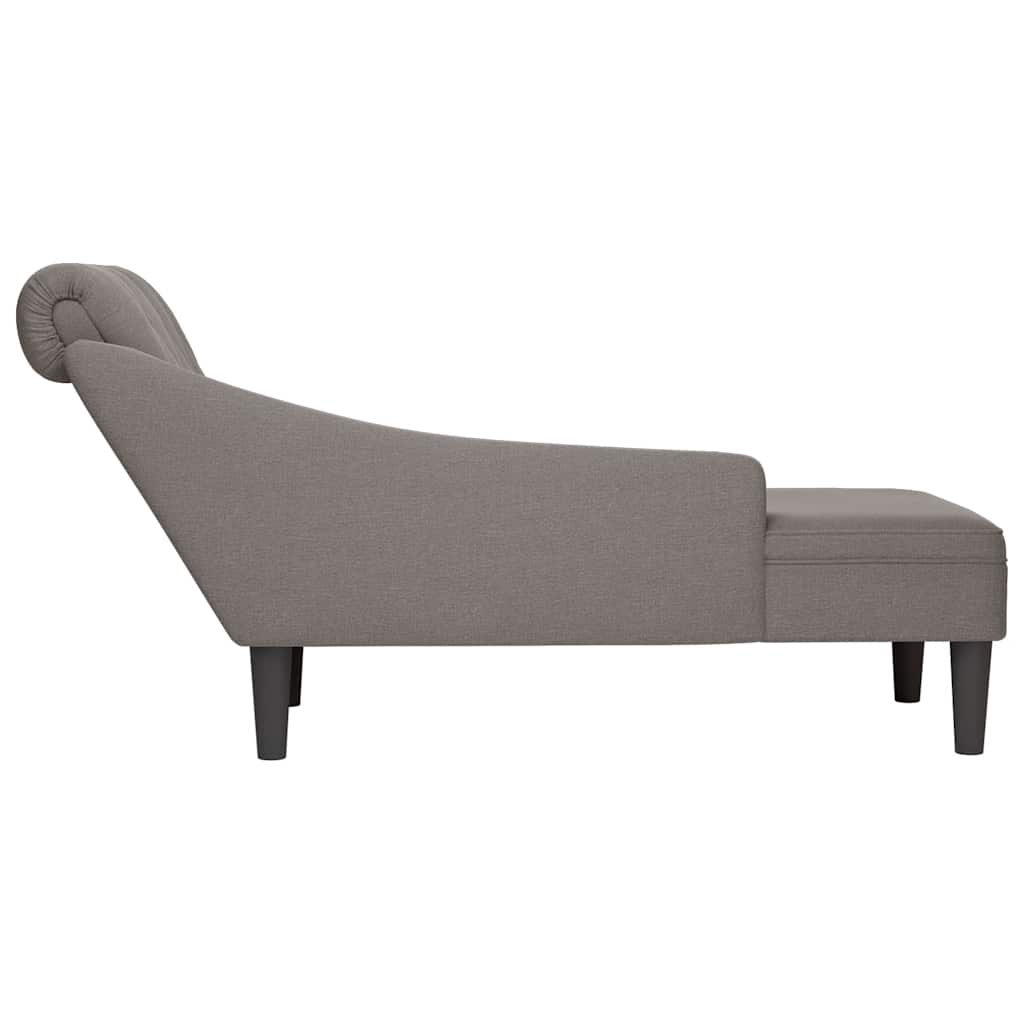 vidaXL Șezlong cu pernă și cotieră dreaptă, gri taupe, textil vidaXL Șezlong cu pernă și cotieră dreaptă, gri taupe, textil