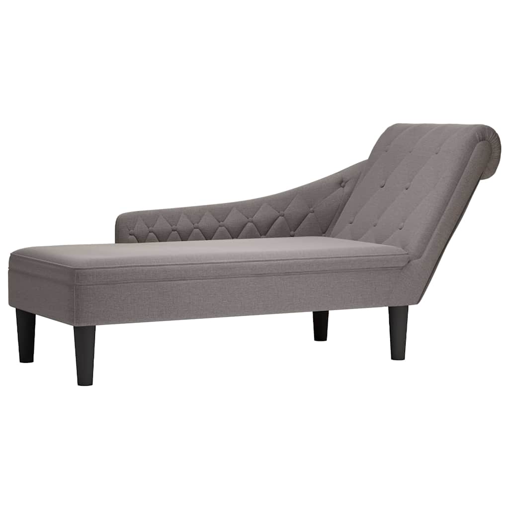 vidaXL Șezlong cu pernă și cotieră dreaptă, gri taupe, textil vidaXL Șezlong cu pernă și cotieră dreaptă, gri taupe, textil