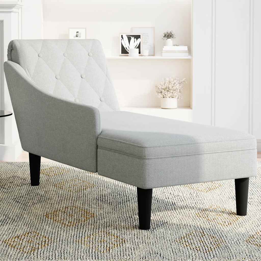 vidaXL Șezlong cu pernă și cotieră dreaptă, gri nor, textil vidaXL Șezlong cu pernă și cotieră dreaptă, gri nor, textil