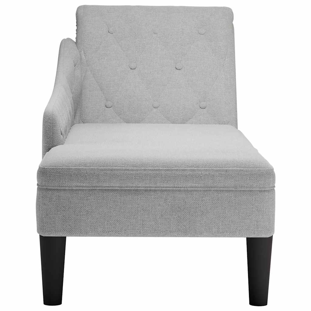 vidaXL Șezlong cu pernă și cotieră dreaptă, gri nor, textil vidaXL Șezlong cu pernă și cotieră dreaptă, gri nor, textil