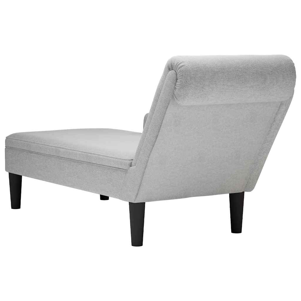 vidaXL Șezlong cu pernă și cotieră dreaptă, gri nor, textil vidaXL Șezlong cu pernă și cotieră dreaptă, gri nor, textil
