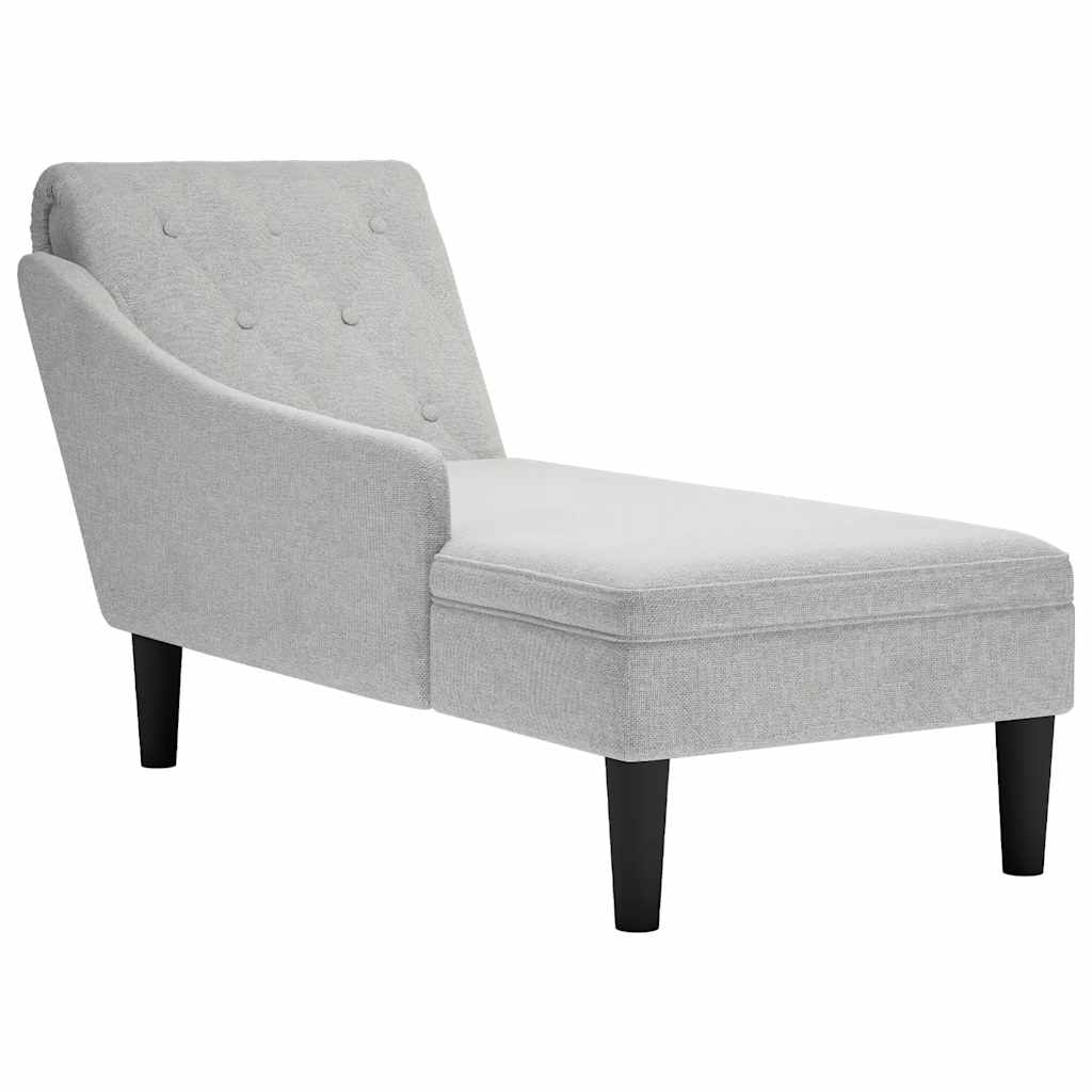 vidaXL Șezlong cu pernă și cotieră dreaptă, gri nor, textil vidaXL Șezlong cu pernă și cotieră dreaptă, gri nor, textil
