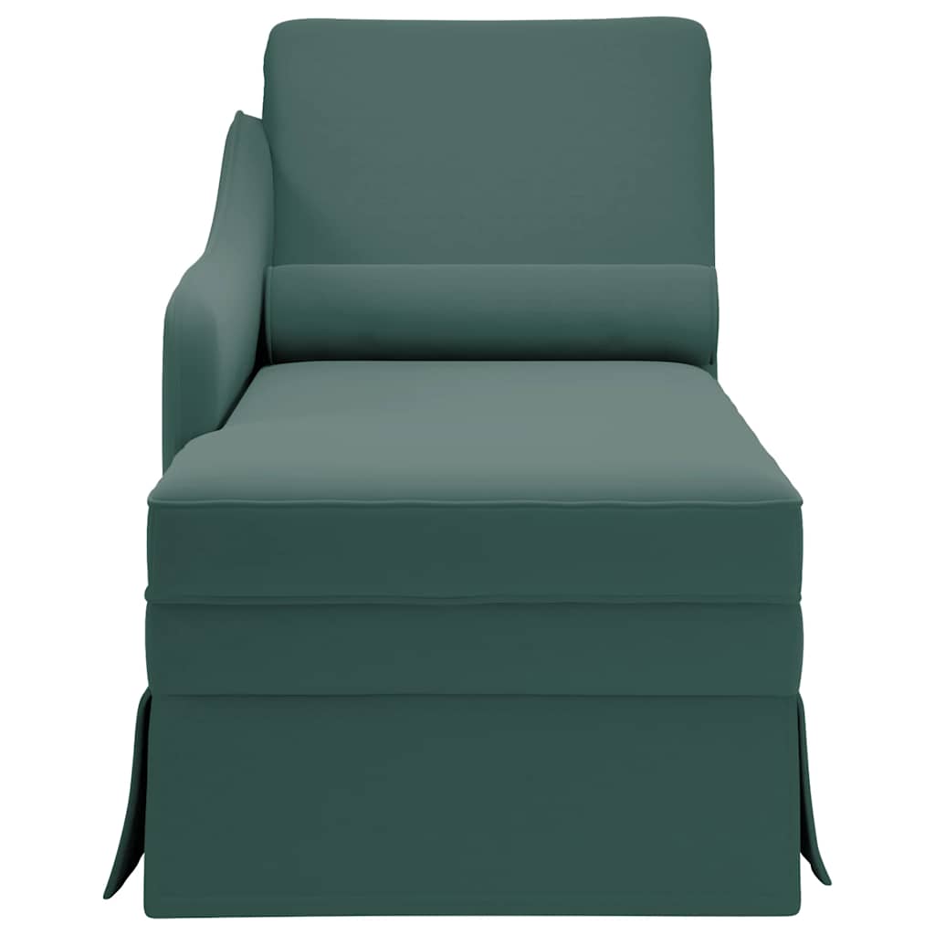 vidaXL Sezlong cu suport și cotieră dreaptă catifea verde închis vidaXL Sezlong cu suport și cotieră dreaptă catifea verde închis