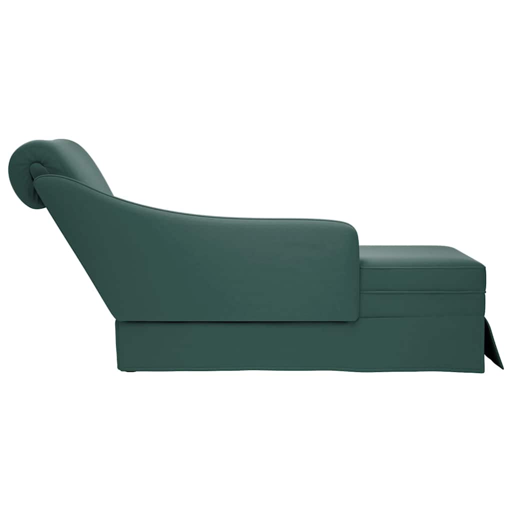 vidaXL Sezlong cu suport și cotieră dreaptă catifea verde închis vidaXL Sezlong cu suport și cotieră dreaptă catifea verde închis