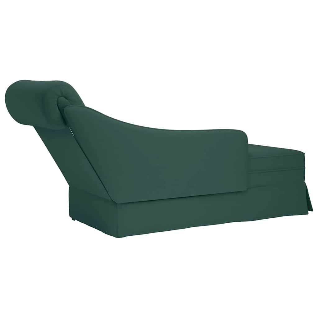 vidaXL Sezlong cu suport și cotieră dreaptă catifea verde închis vidaXL Sezlong cu suport și cotieră dreaptă catifea verde închis
