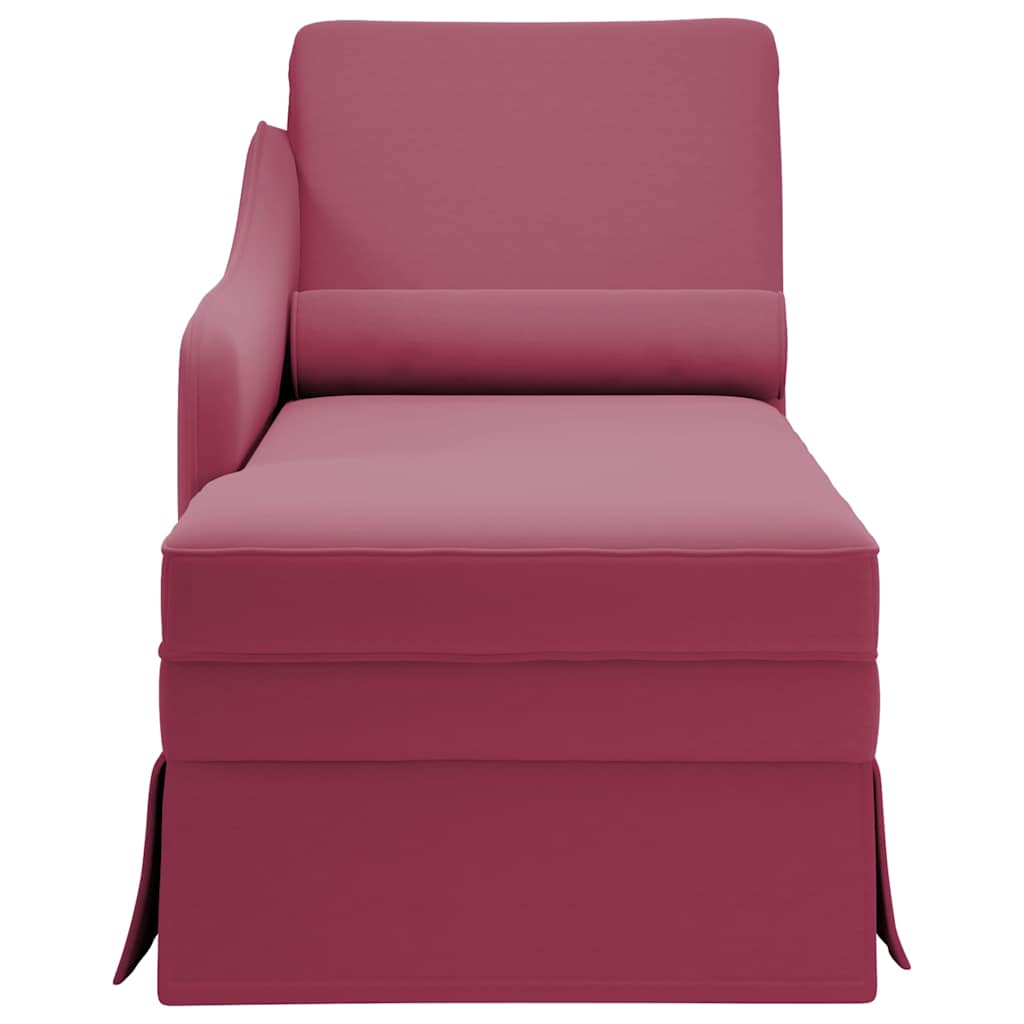 vidaXL Șezlong cu șezlong și cotieră dreaptă Wine Red Velvet vidaXL Șezlong cu șezlong și cotieră dreaptă Wine Red Velvet