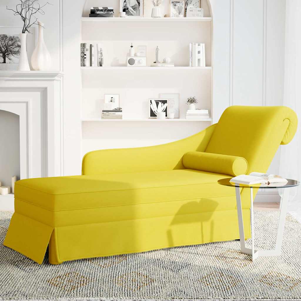 vidaXL Sezlong cu suport și cotieră dreaptă catifea galbenă